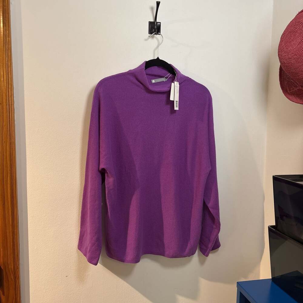 New Cashmere Collection Purple Mock Neck Sweater, Size L